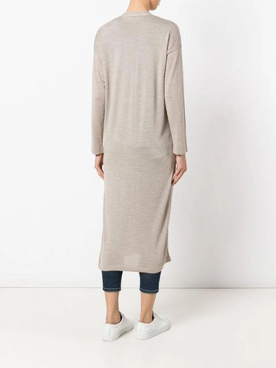 Shop Eleventy Long Cardigan In Neutrals