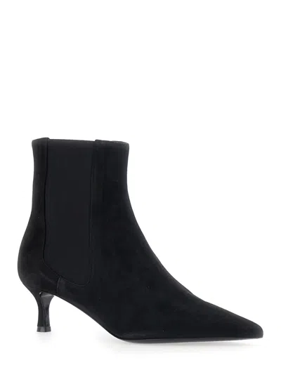 Pollini Suede Ankle Boot In Black