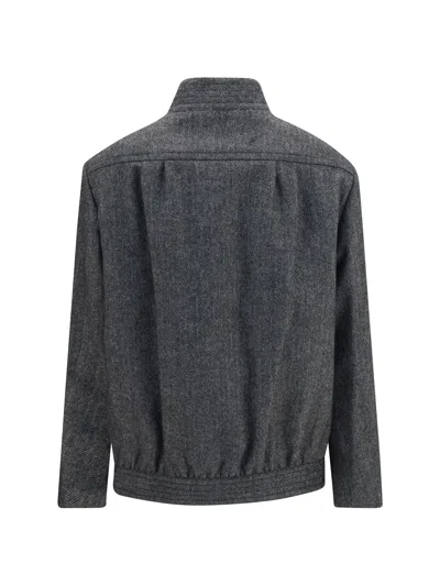 Blazé Milano Herringbone Wool-blend Jacket In Black