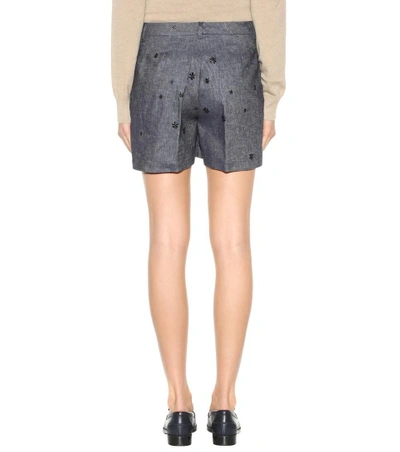 Shop Tomas Maier Embroidered Denim Shorts In Blue