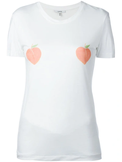 Shop Ganni Peach Print T-shirt