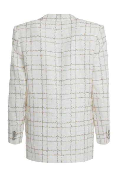 Alessandra Rich Double-breasted Checked Blazer In White
