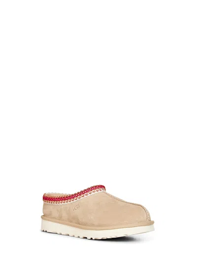 Ugg Tasman Suede Slippers With Shearling Lining In Nude