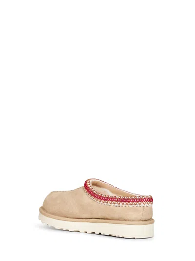 Ugg Tasman Suede Slippers With Shearling Lining In Nude