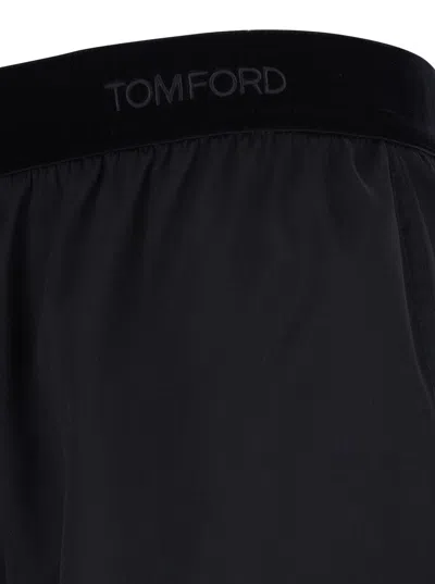 Tom Ford Peach-feel Silk Satin Pj Shorts In Black
