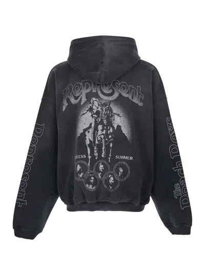 Represent Logo-print Zip-through Sweatshirt In Black