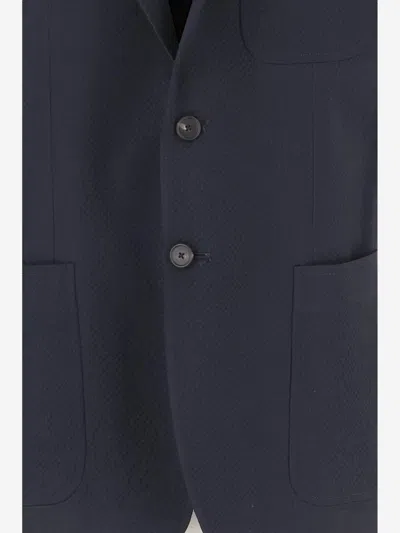Tagliatore Single-breasted Stretch Wool Jacket In Blue