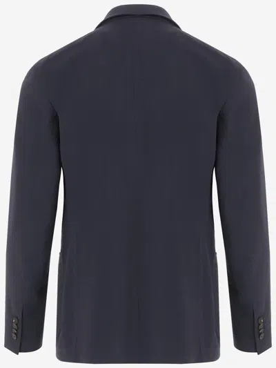 Tagliatore Single-breasted Stretch Wool Jacket In Blue