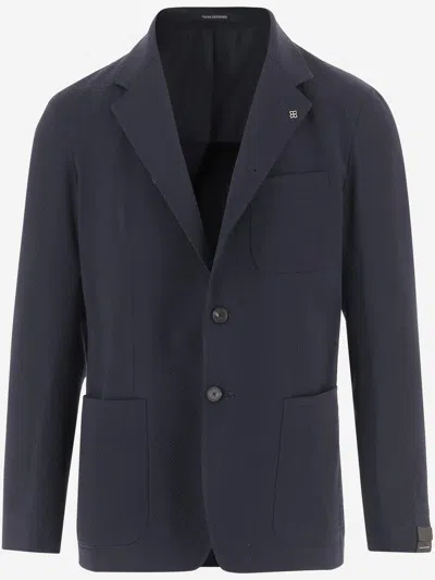 Tagliatore Single-breasted Stretch Wool Jacket In Blue
