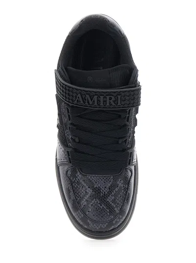 Amiri Skyline Sneaker In Leather And Mesh With Python Print In Black