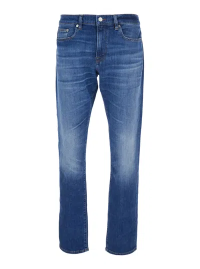 Frame Logo Patch Straight-leg Jeans In Blue