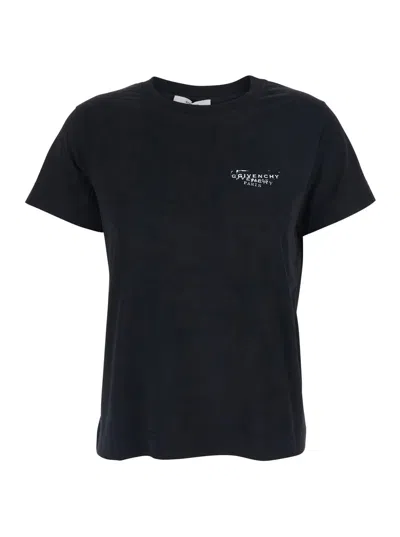 Givenchy Logo-embroidered Cotton T-shirt In Black