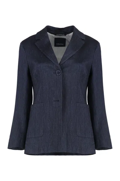 S Max Mara ' Linen Blazer In Blue