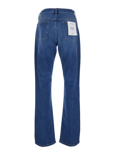 Frame Logo Patch Straight-leg Jeans In Blue