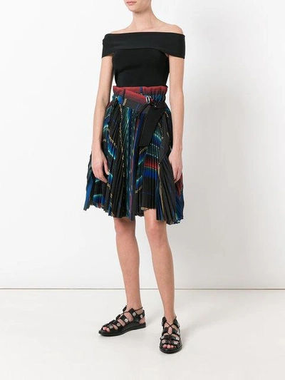 Shop Sacai Micro Pleated Wrap Skirt