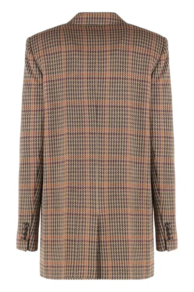 Max Mara Wool And Cotton Blazer Prince Of Wales In Brown