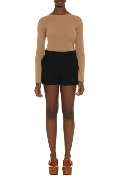 The (alphabet) Silk-cashmere Blend Pullover With Rounded Neck In Brown