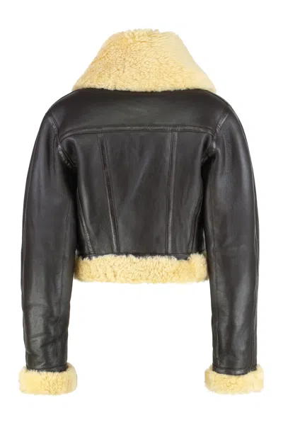 Jacquemus Lamb Shearling Aviator Jacket In Black