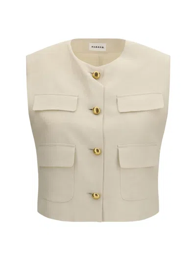 P.a.r.o.s.h . Sleeveless Gold-button Wool Vest In Neutral