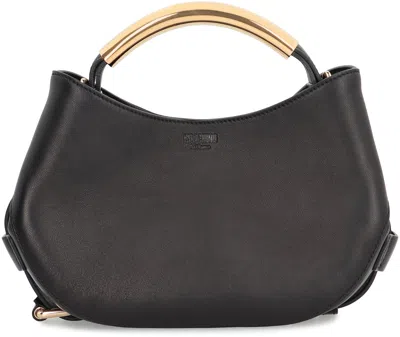 Moschino Leather With Gold-tone Handle Shoulder Bag In Pattern