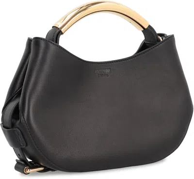 Moschino Leather With Gold-tone Handle Shoulder Bag In Pattern