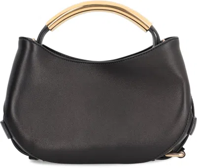Moschino Leather With Gold-tone Handle Shoulder Bag In Pattern