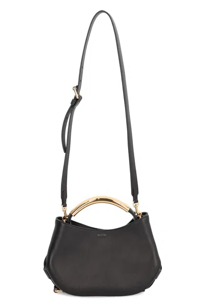Moschino Leather With Gold-tone Handle Shoulder Bag In Pattern