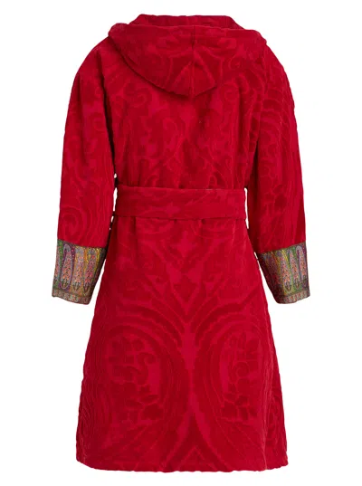Etro Hooded Tech-fabric Bathrobe In Red