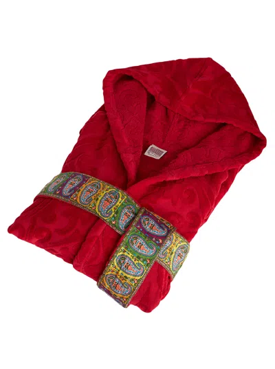 Etro Hooded Tech-fabric Bathrobe In Red