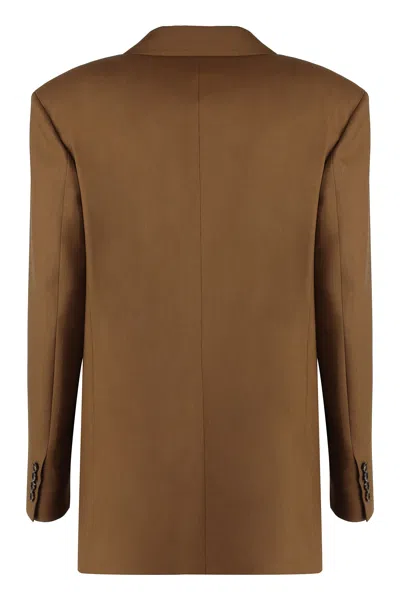 Max Mara Wool Blend Double-breasted Jacket In Brown