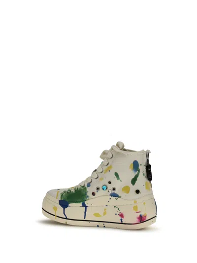 R13 Paint-splatter High-top With Studs Sneaker In Multi