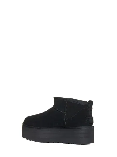 Ugg Classic Ultra Mini Low-cut Platform Leather Boots In Black