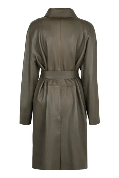 Fendi Grainy Deer Leather Coat In Multi
