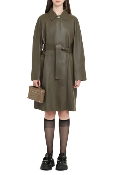 Fendi Grainy Deer Leather Coat In Multi