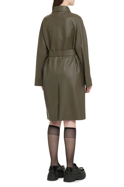 Fendi Grainy Deer Leather Coat In Multi