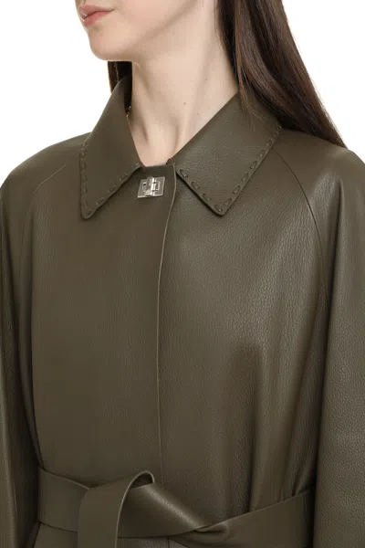 Fendi Grainy Deer Leather Coat In Multi