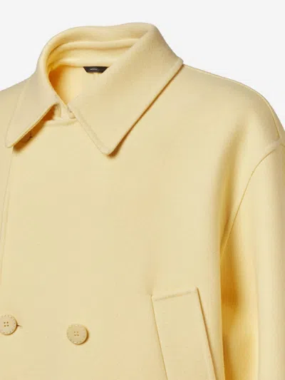 Fendi Double-breasted Wool Coat In Cream