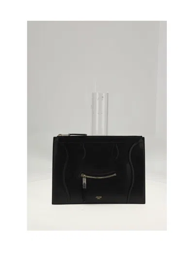 Celine Calf Leather Pouch In Black