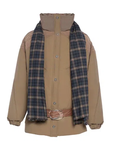 Marbell Amy Padded Belted Coat In Brown