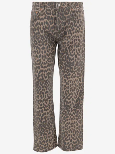 Re/done Leopard-print Cotton Jeans