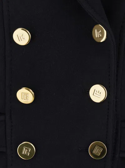 Balmain Tailored Coat With Double-breasted Design In Blue