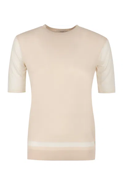 Agnona Wool-blend Knit T-shirt In Neutral