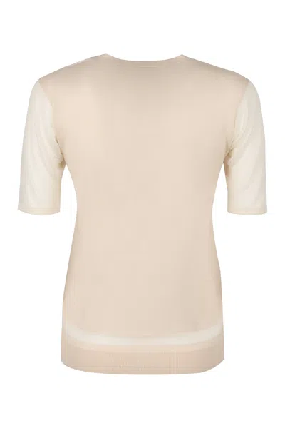 Agnona Wool-blend Knit T-shirt In Neutral