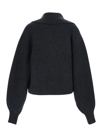 Balmain Wool Wrap-effect Sweater In Black