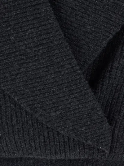 Balmain Wool Wrap-effect Sweater In Black