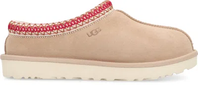 Ugg Tasman Suede Slippers With Shearling Lining In Neutral