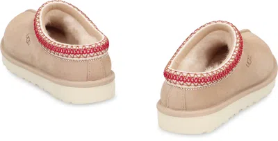 Ugg Tasman Suede Slippers With Shearling Lining In Neutral
