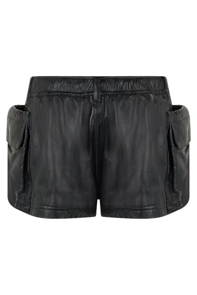 R13 Lethestanether Mini Cargo Shorts In Black