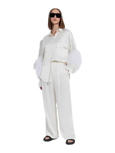 Lapointe Flap-pockets Ostrich-feather Shirt In Neutral