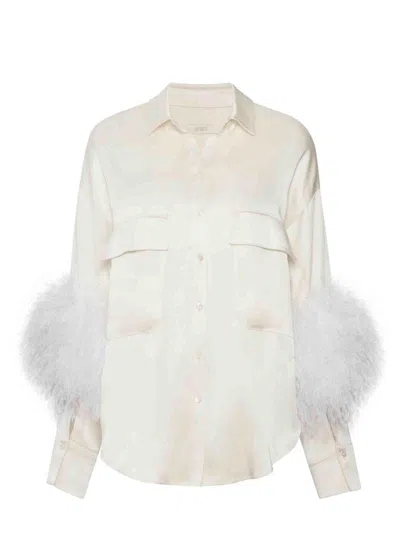 Lapointe Flap-pockets Ostrich-feather Shirt In Neutral